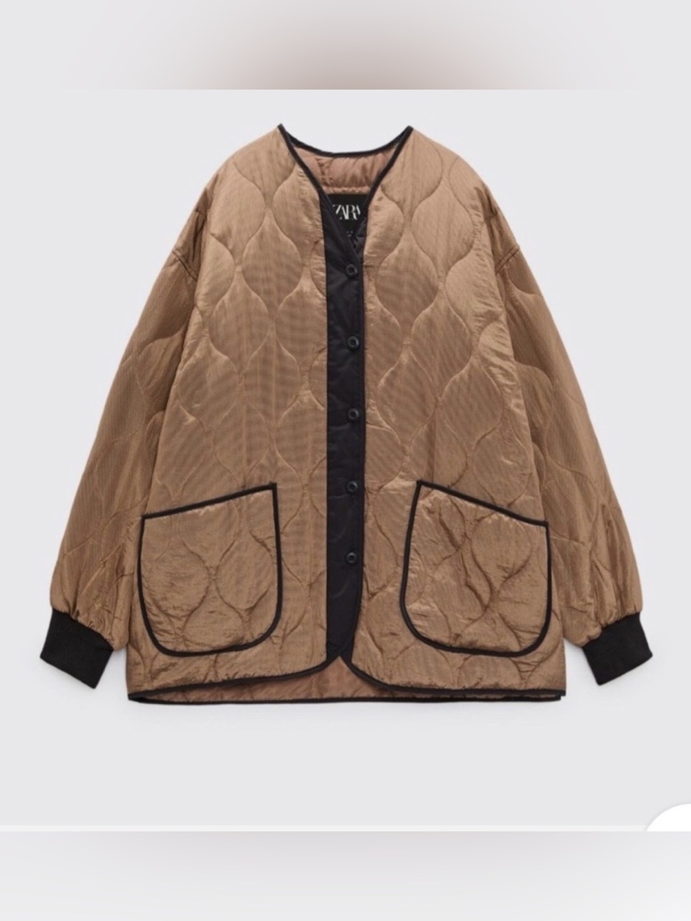 ZARA Tan Oversized Quilted Jacket